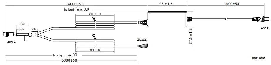 LS-CBL-0262 dimensions (mm)