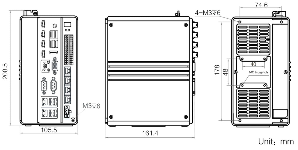 MV-VAC3504X-128G01 dimensions (mm)