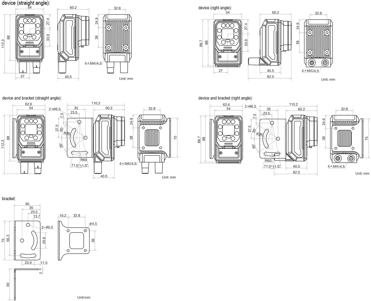 YTH-INA050M-16M-WBN-MF dimensions (mm)