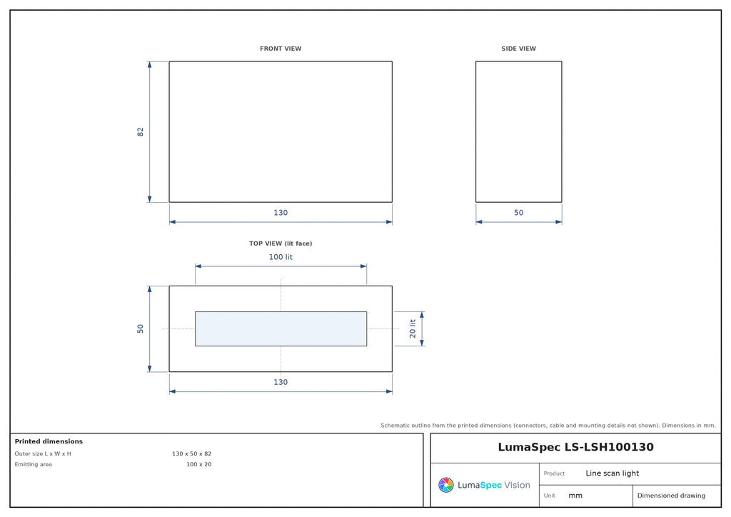 LS-LSH100130 dimensions (mm)
