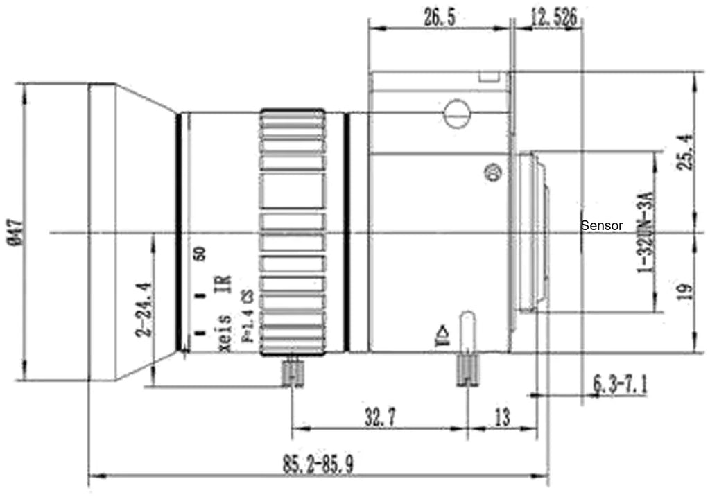 LS-CTV-0102 dimensions (mm)