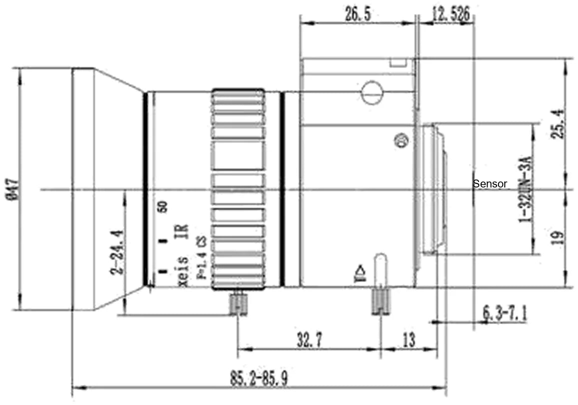 LS-CTV-0102 dimensions (mm)