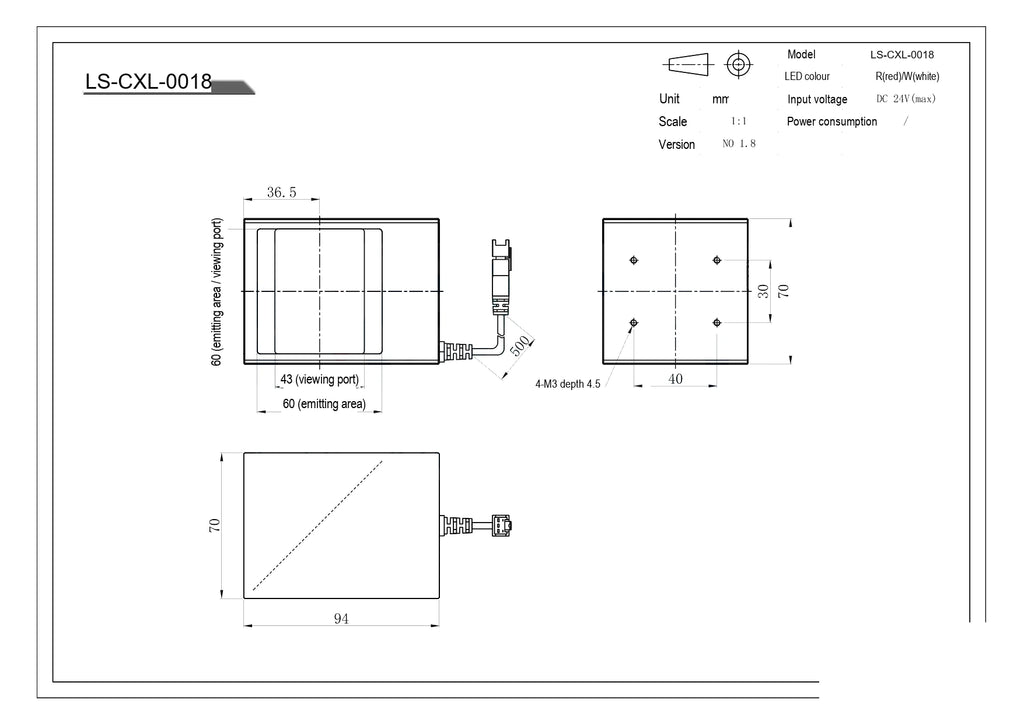 LS-CXL-0018 dimensions (mm)