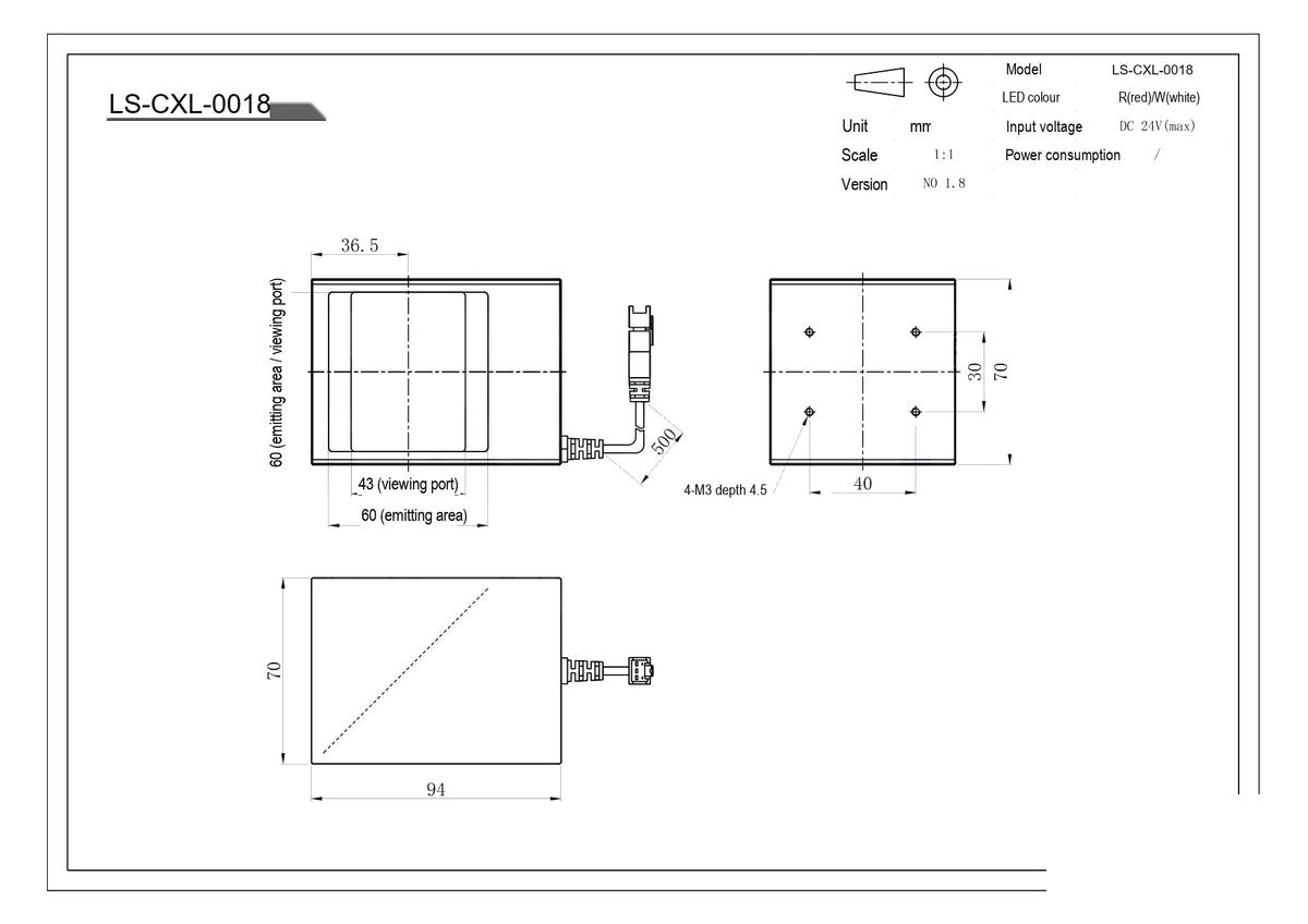 LS-CXL-0018 dimensions (mm)