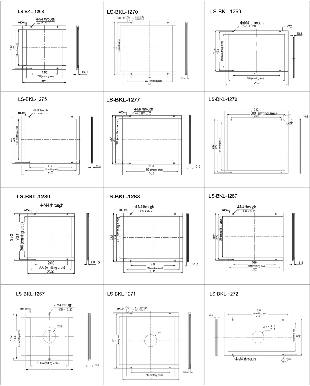 LS-BKL-1272 dimensions (mm)