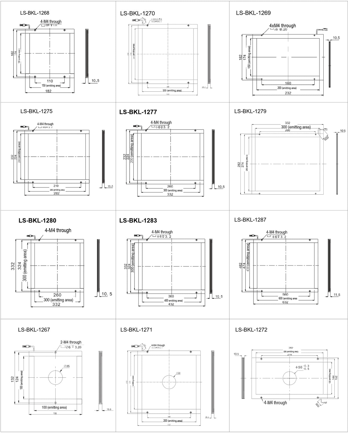 LS-BKL-1272 dimensions (mm)