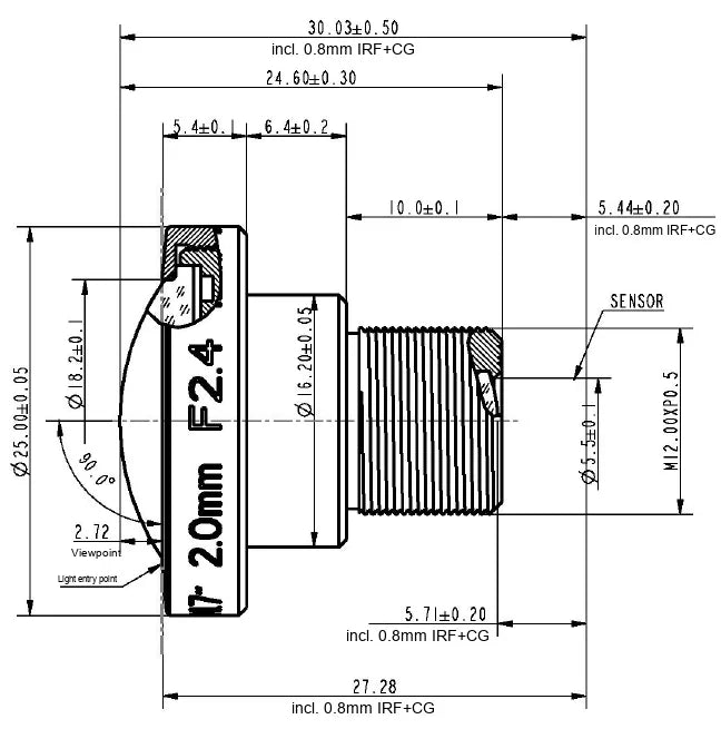 LS-CTV-0035 dimensions (mm)