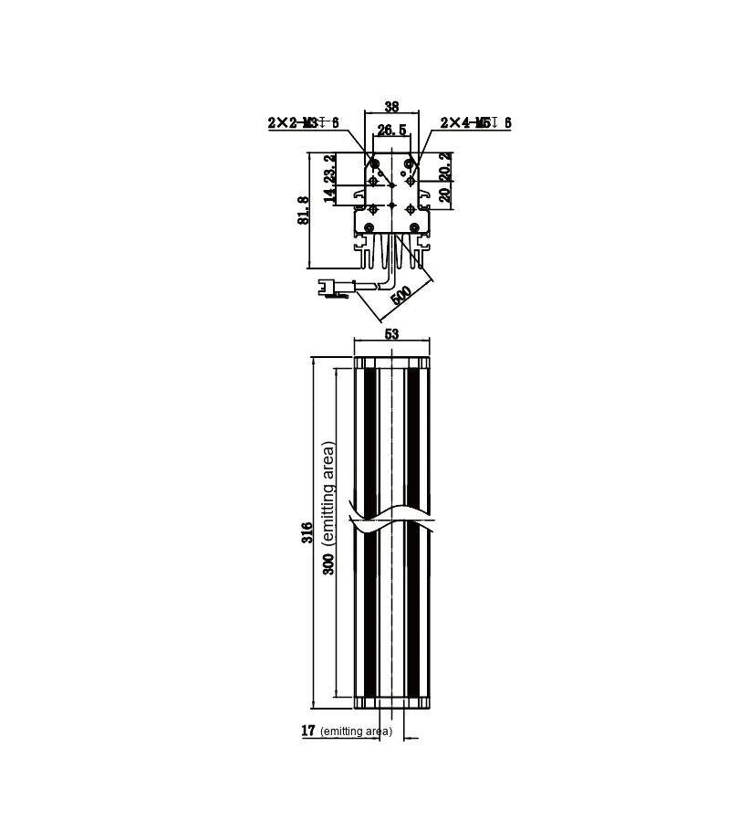 LS-LTFS-300-W dimensions (mm)