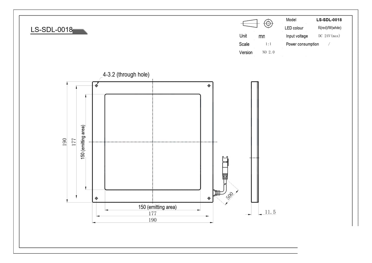 LS-SDL-0018 dimensions (mm)
