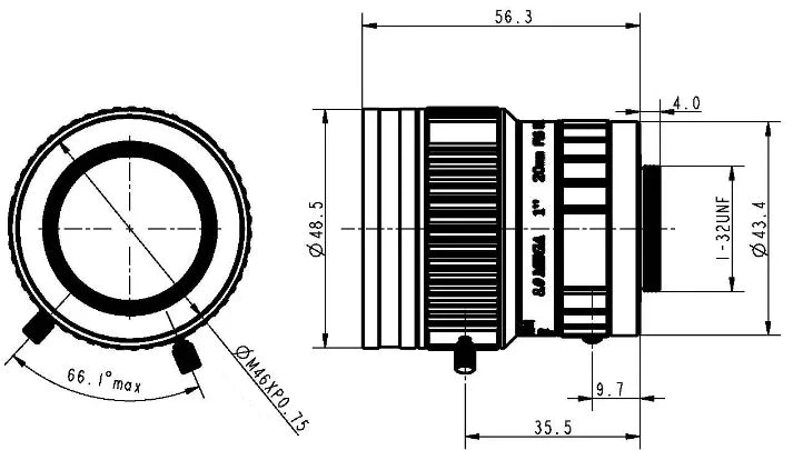 LS-S1MV2016-8M dimensions (mm)