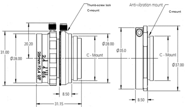 LS-S23AV2524-8M dimensions (mm)