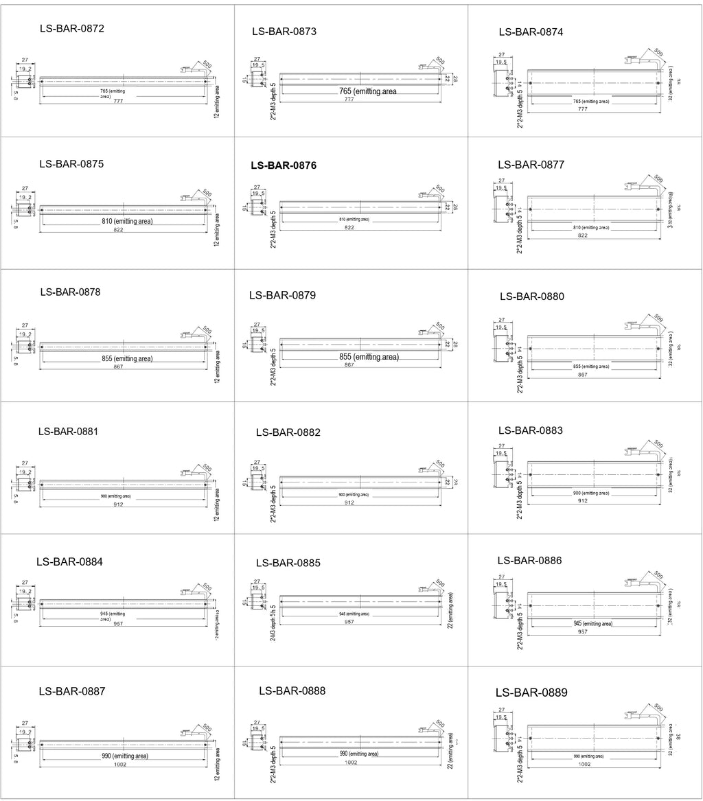 LS-BAR-0880 dimensions (mm)