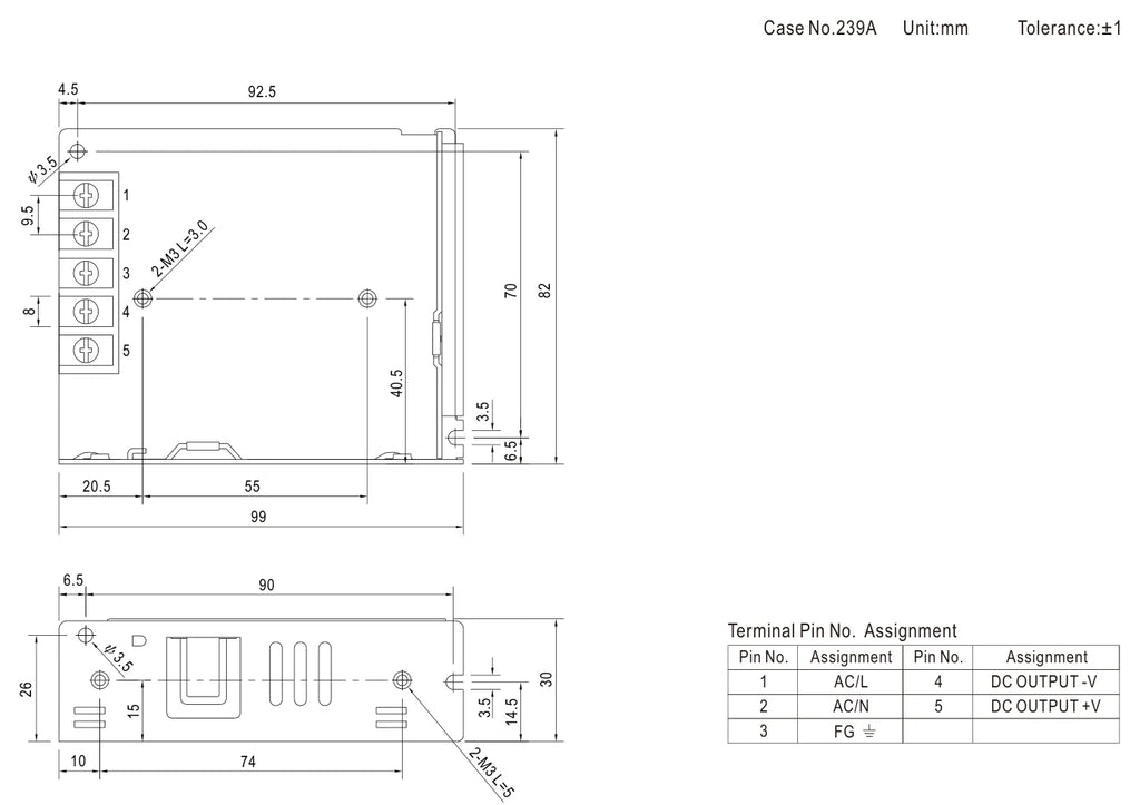 LRS-50-12 dimensions (mm)
