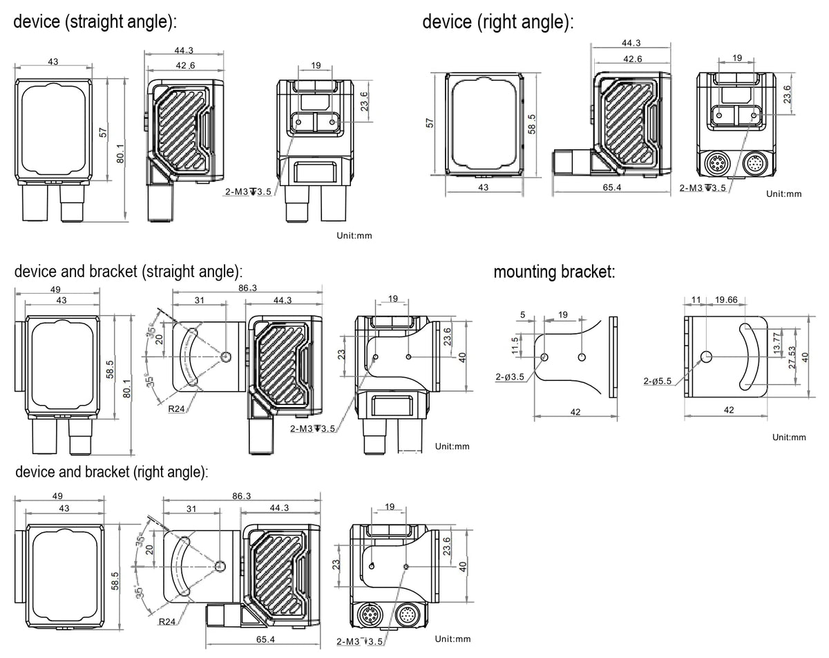 MV-4030YT dimensions (mm)