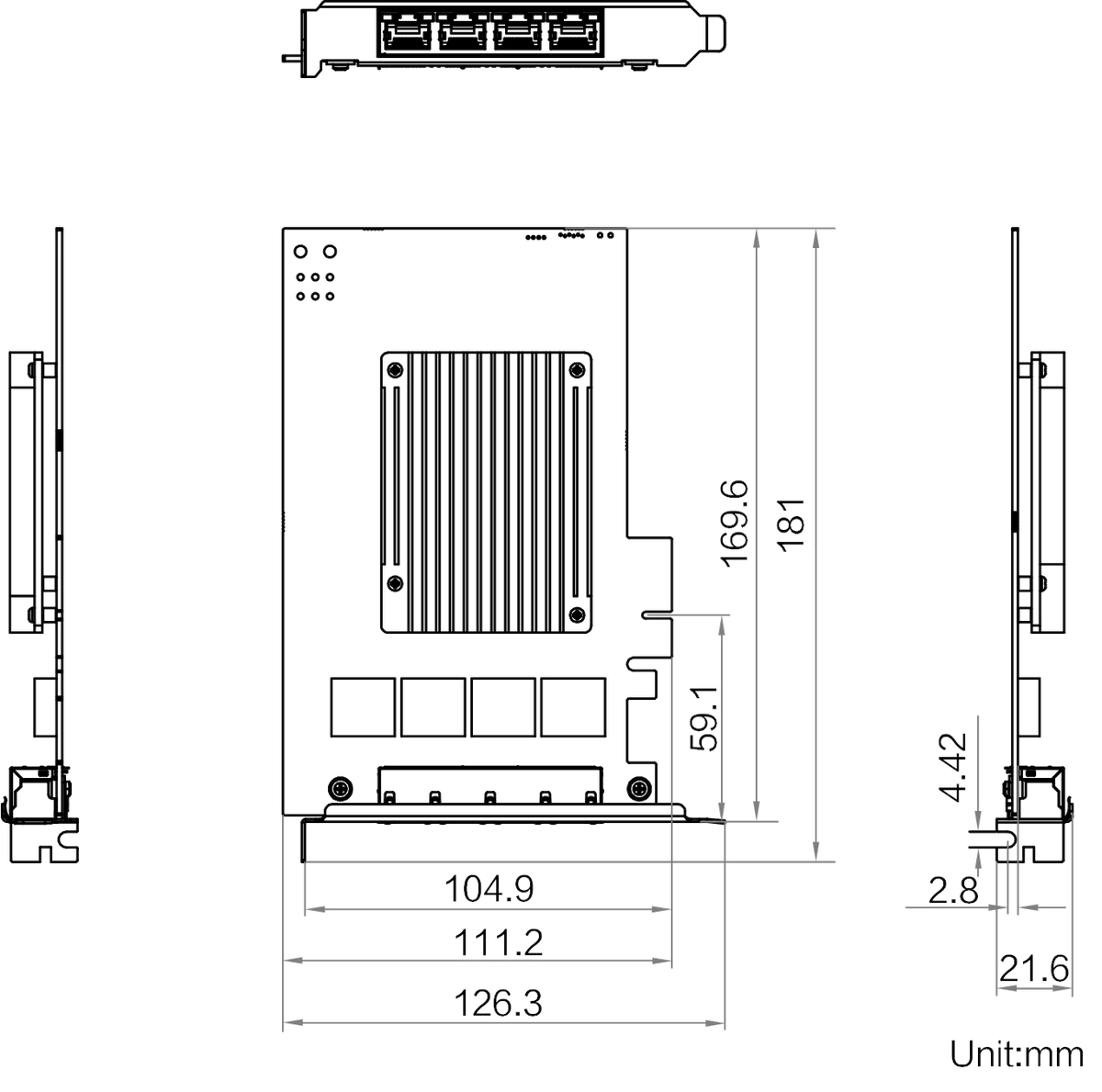 MV-GE1104 dimensions (mm)