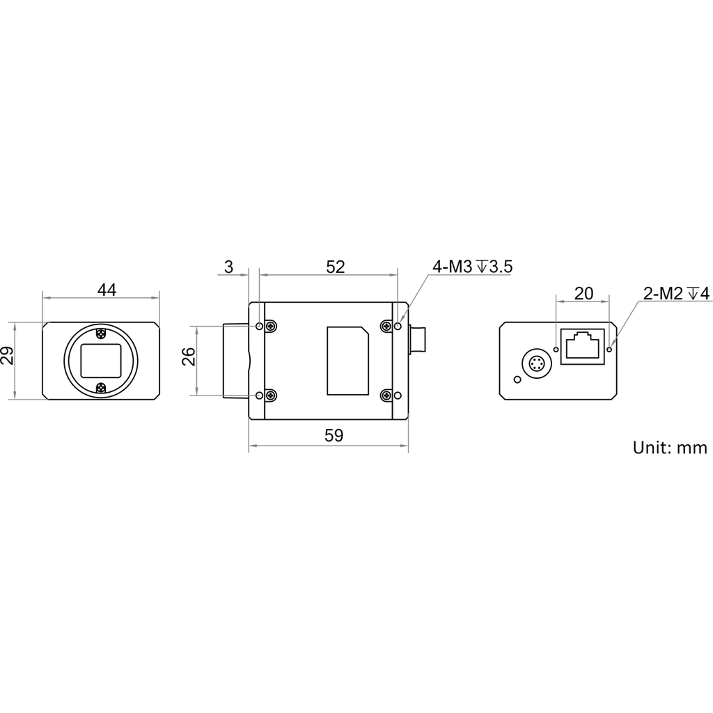 MV-CA017-10GM dimensions (mm)