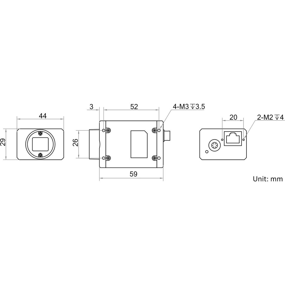 MV-CA017-10GM dimensions (mm)