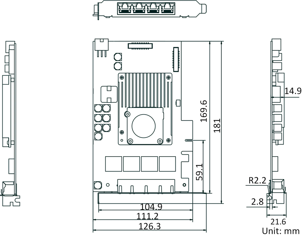 MV-GE1004 dimensions (mm)