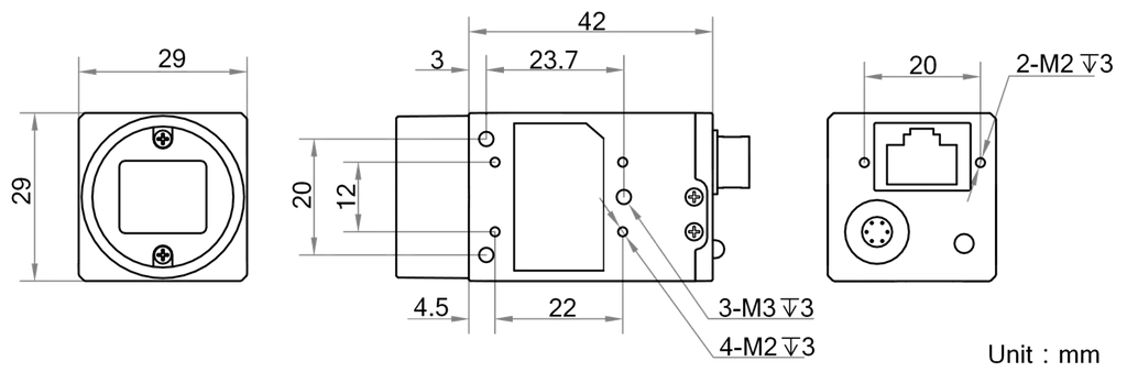 MV-CA003-20GC dimensions (mm)