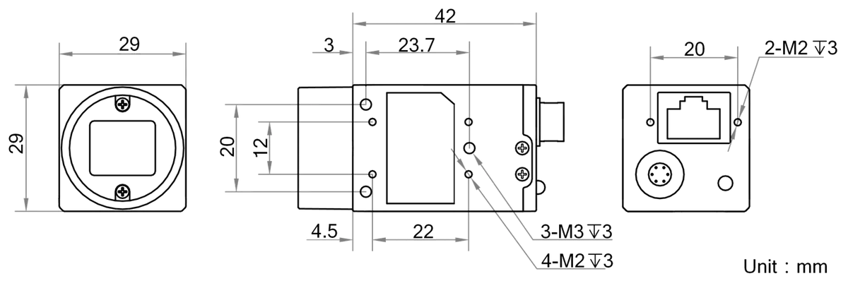 MV-CA003-20GC dimensions (mm)