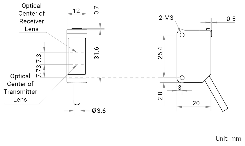 MV-PE5715 dimensions (mm)