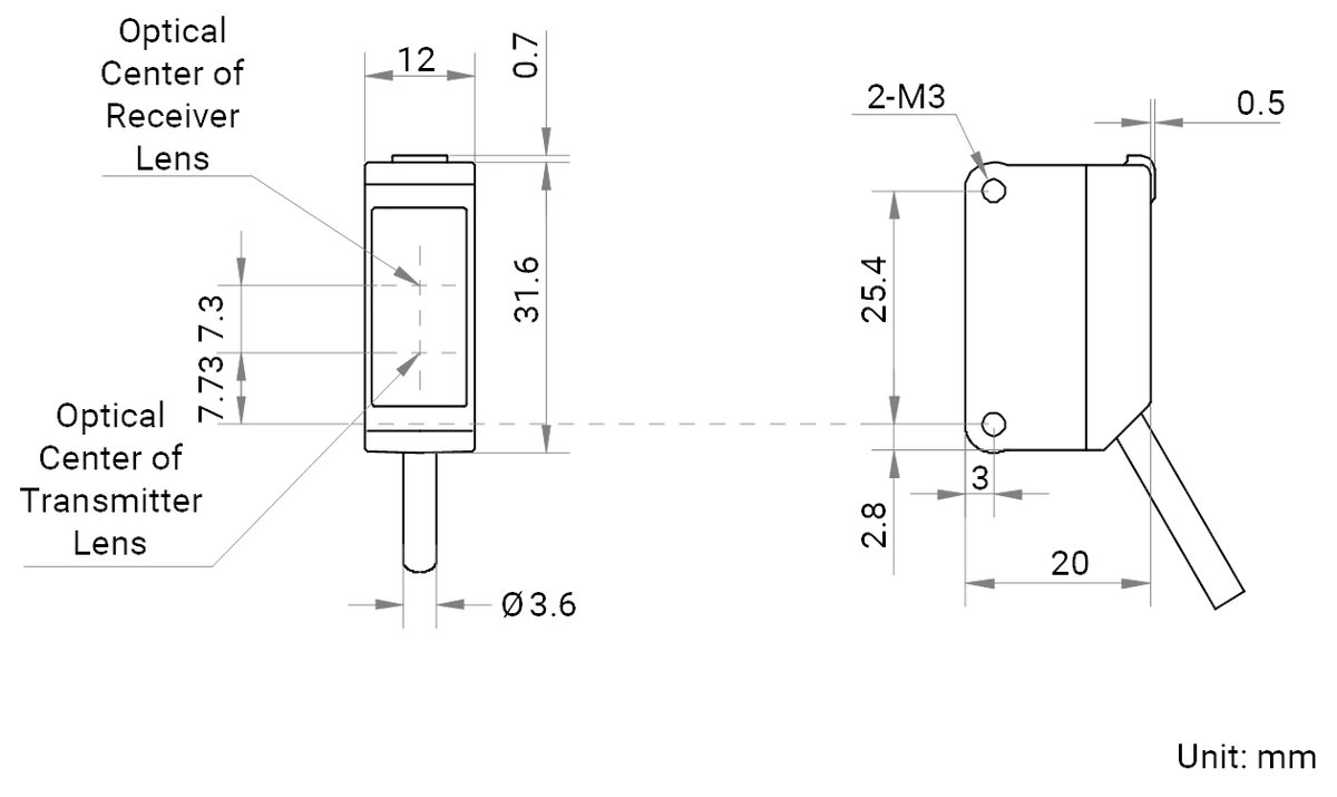 MV-PE5715 dimensions (mm)