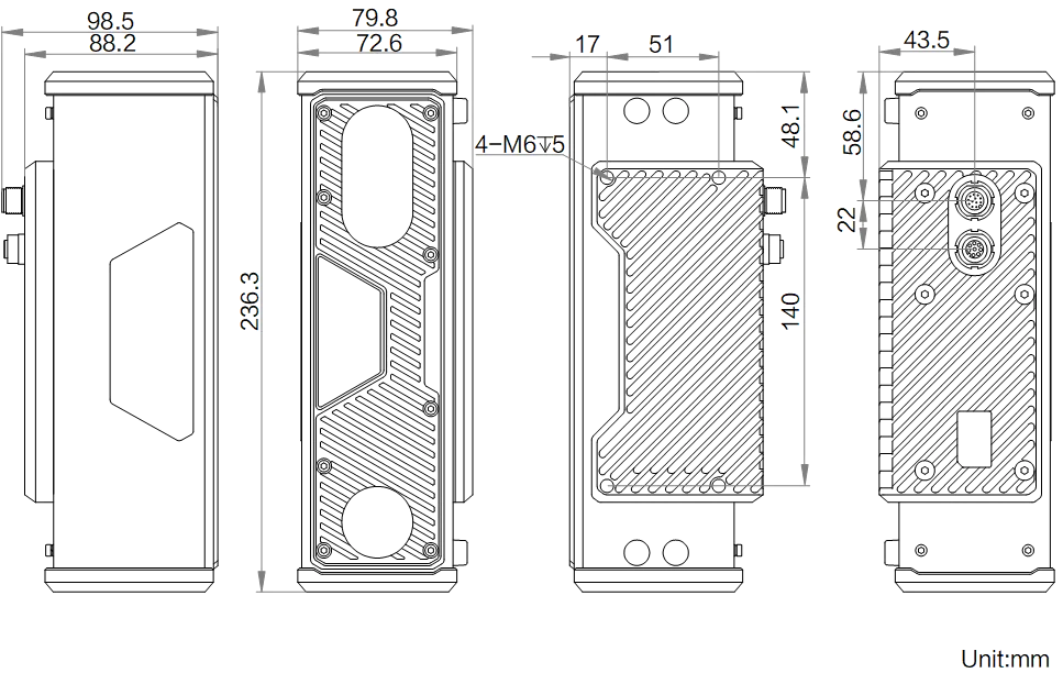 MV-3DWXQ1-SX6-3 dimensions (mm)