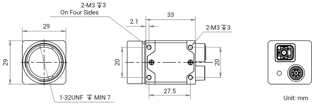 MV-CT3MA0250/G/C/NN dimensions (mm)