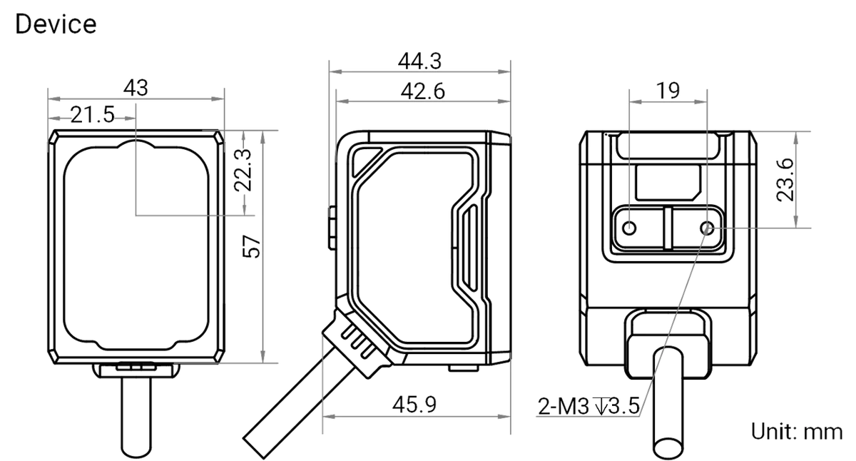 MV-SC3050XC-12M-WBN-S dimensions (mm)