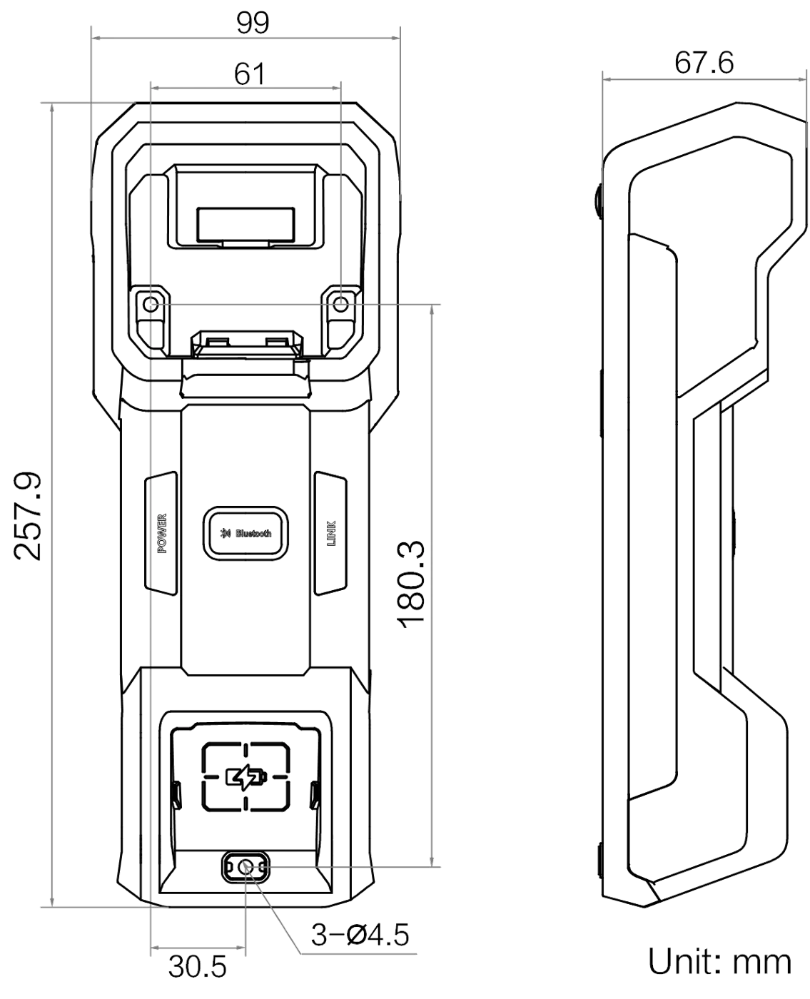 MV-IDH9000B/SBASE/U dimensions (mm)