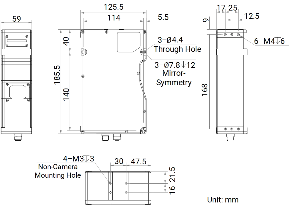 MV-DP2240-01P V2.0 dimensions (mm)