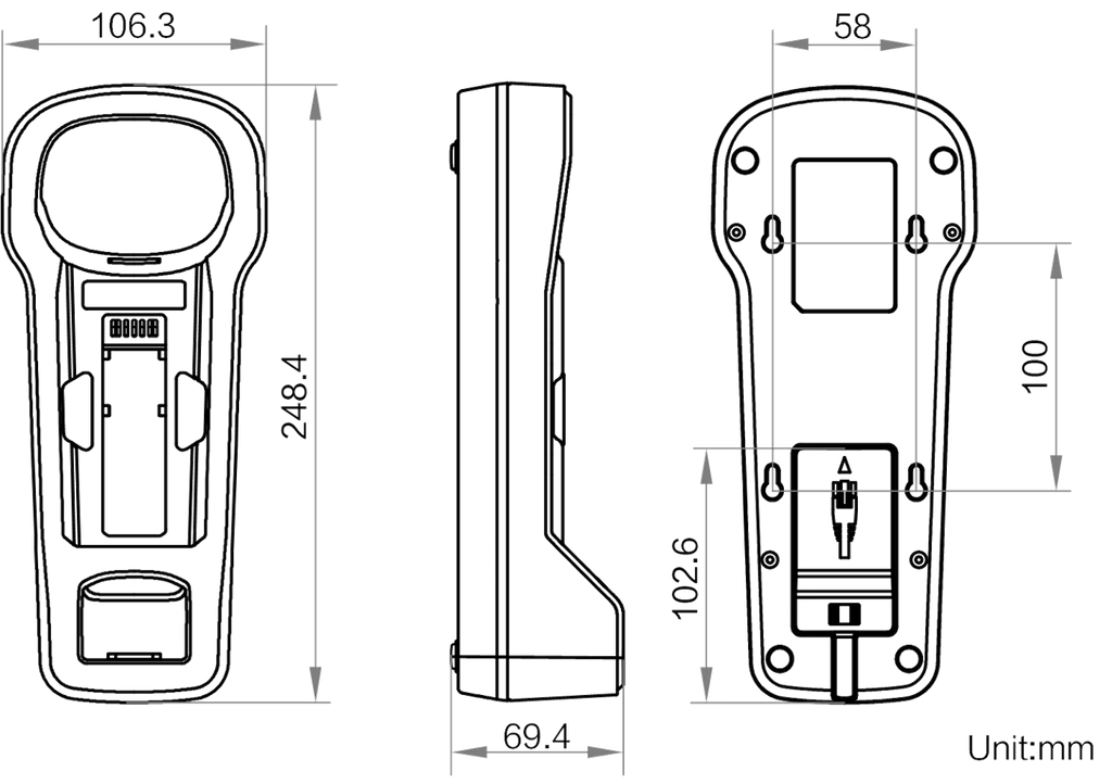 MV-IDH7000B/SBASE/L dimensions (mm)