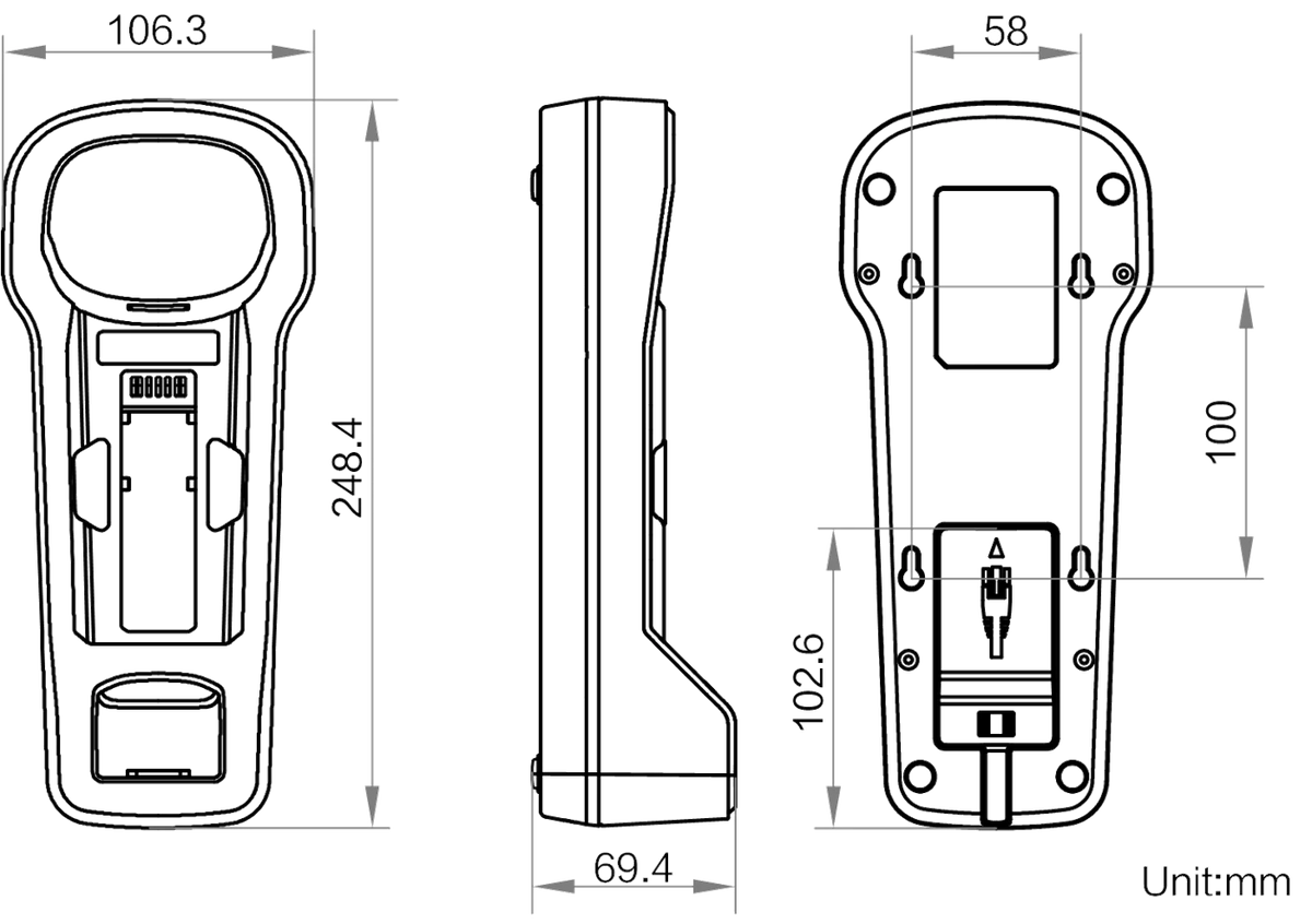 MV-IDH7000B/SBASE/L dimensions (mm)