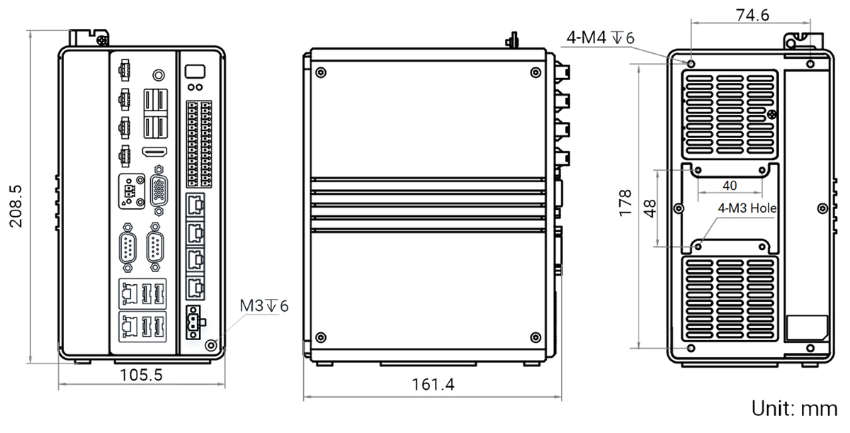 MV-VC3101X-128G60 dimensions (mm)