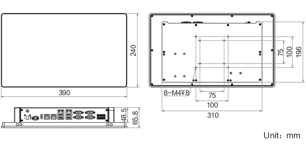 MV-VT3100-128G40-2T dimensions (mm)