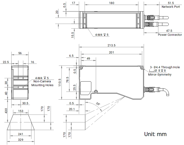 MV-DP4430-01P dimensions (mm)
