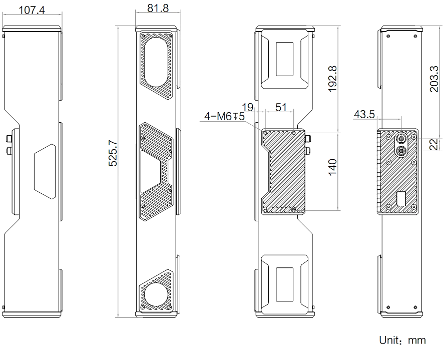 MV-DLS1400M-15L dimensions (mm)