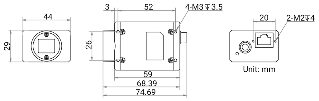 MV-CH100-60GM dimensions (mm)