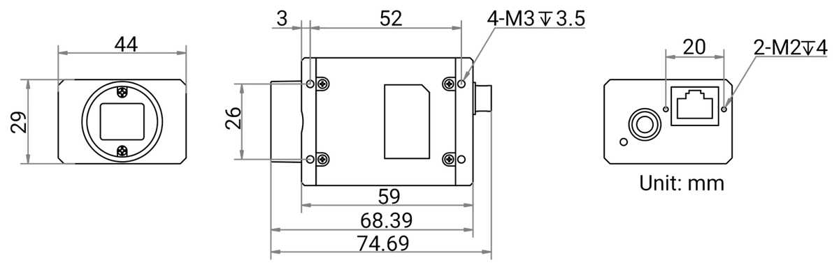 MV-CH100-60GM dimensions (mm)