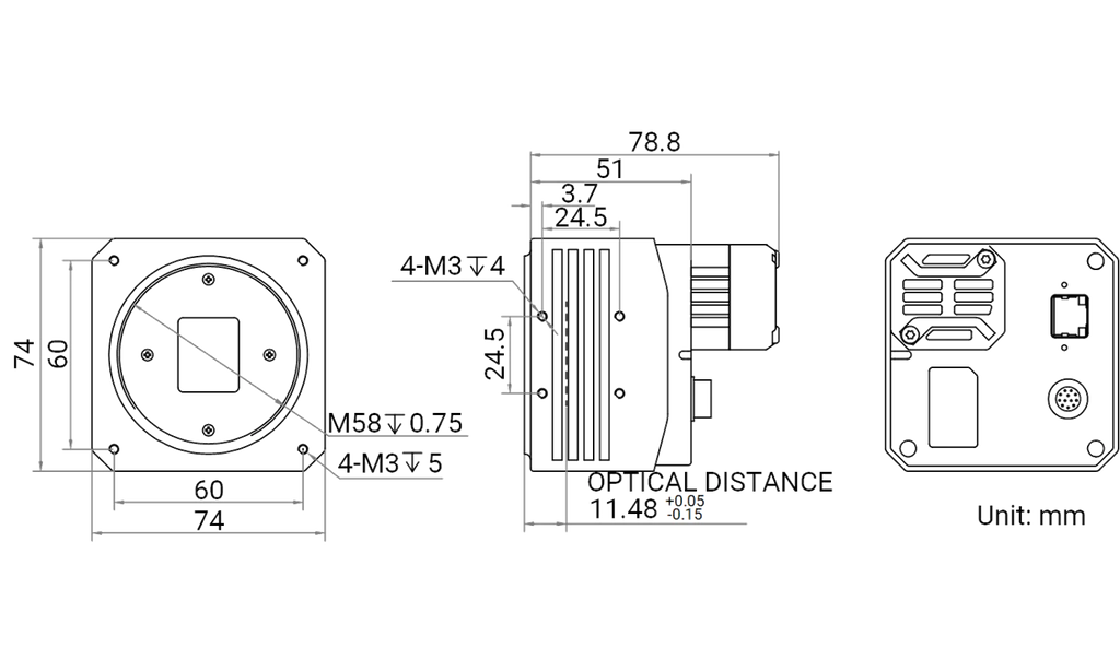 MV-CH250-90TM-M58S-NF V2 dimensions (mm)