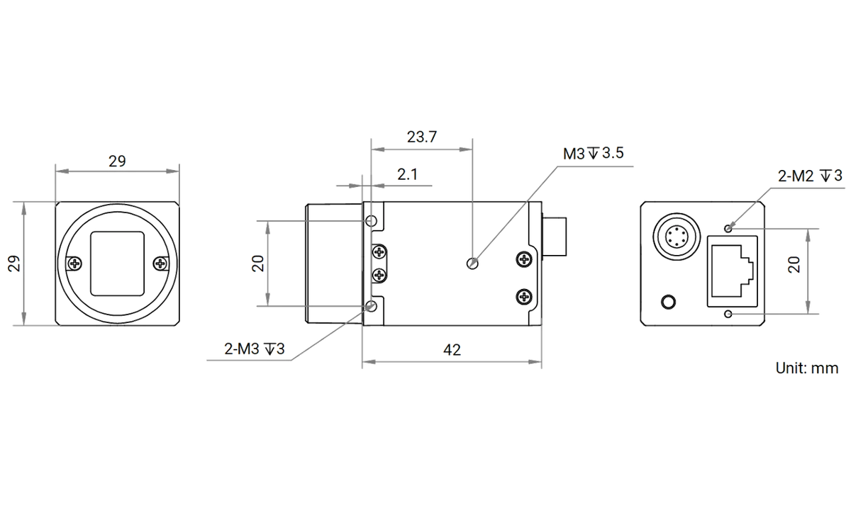 MV-CU120-10GC V2 dimensions (mm)