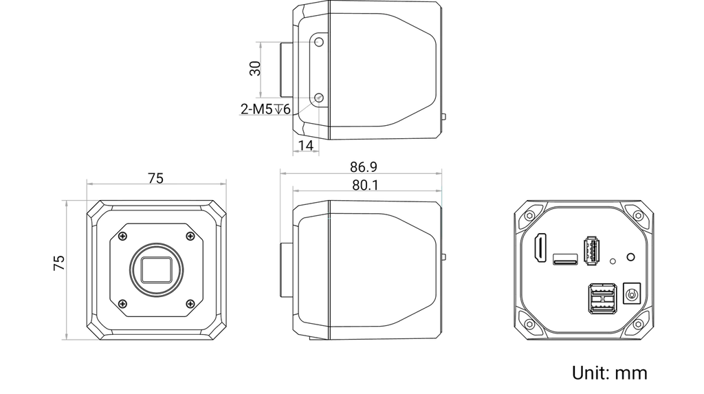 MV-CM3040C-1H dimensions (mm)