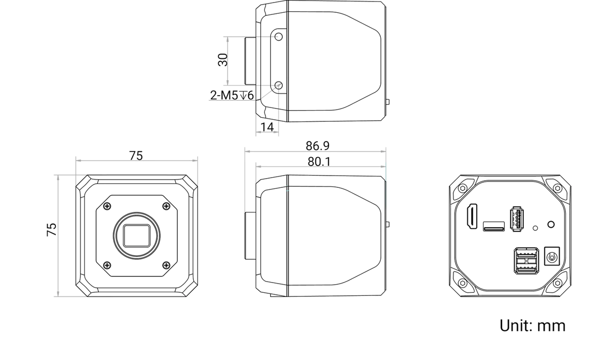 MV-CM3040C-1H dimensions (mm)