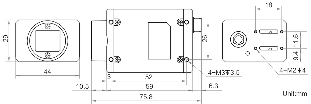 MV-CH250-90VM dimensions (mm)