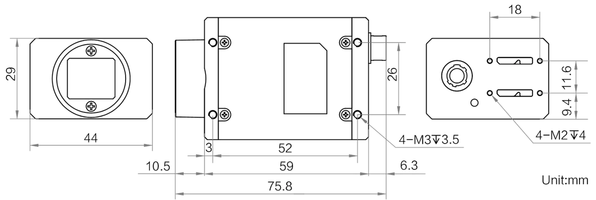 MV-CH250-90VM dimensions (mm)