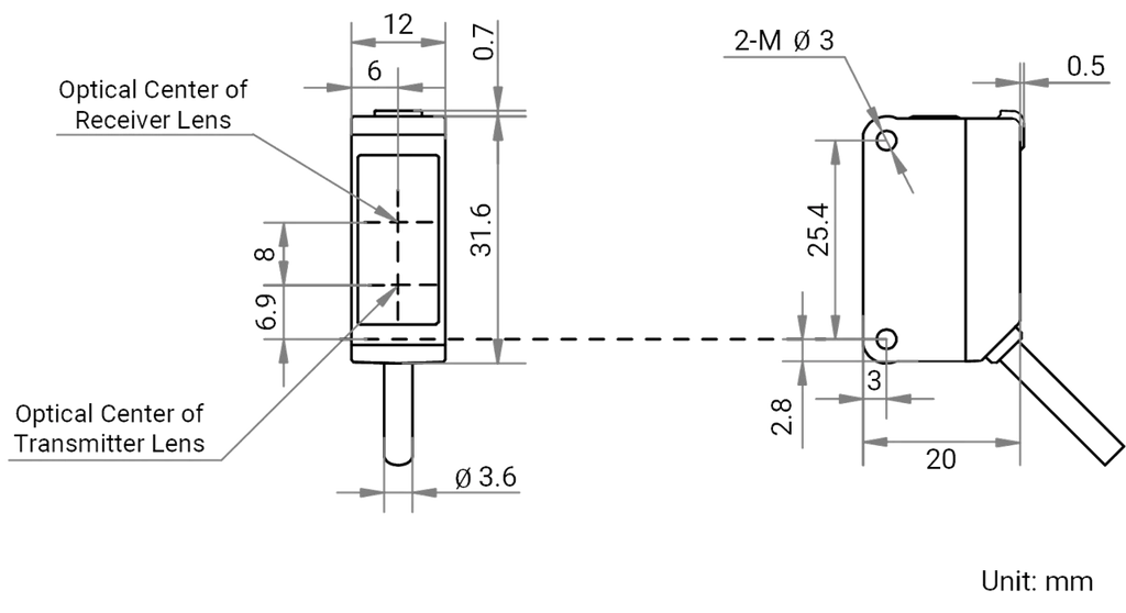 MV-PE5501 dimensions (mm)