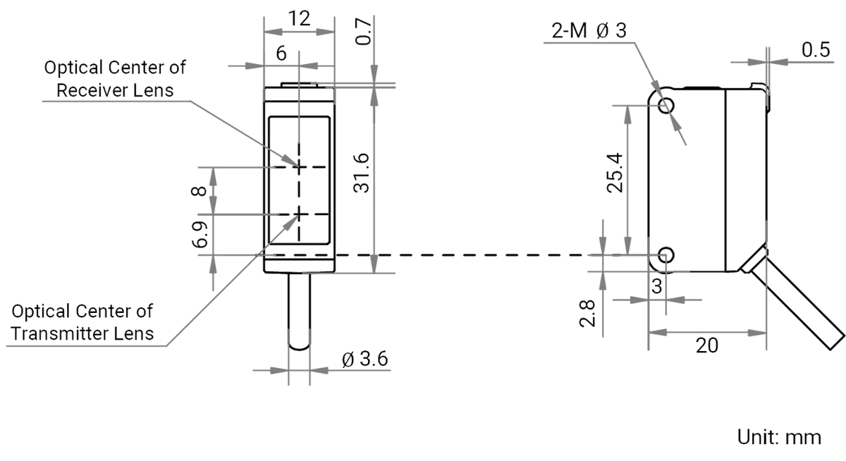 MV-PE5501 dimensions (mm)