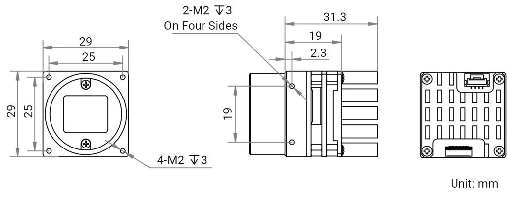 MV-CB050-60UM-C-F dimensions (mm)