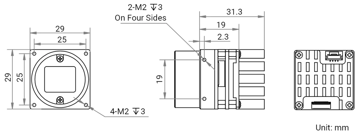 MV-CB050-60UC-C-F dimensions (mm)