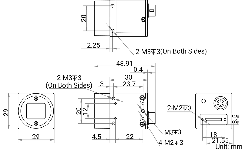 MV-CS020-10UM dimensions (mm)